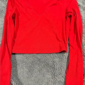 SHEIN Red Long Sleeve Crop Top
